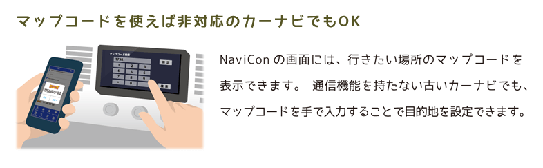 マップコードを使えば非対応のカーナビでもOK